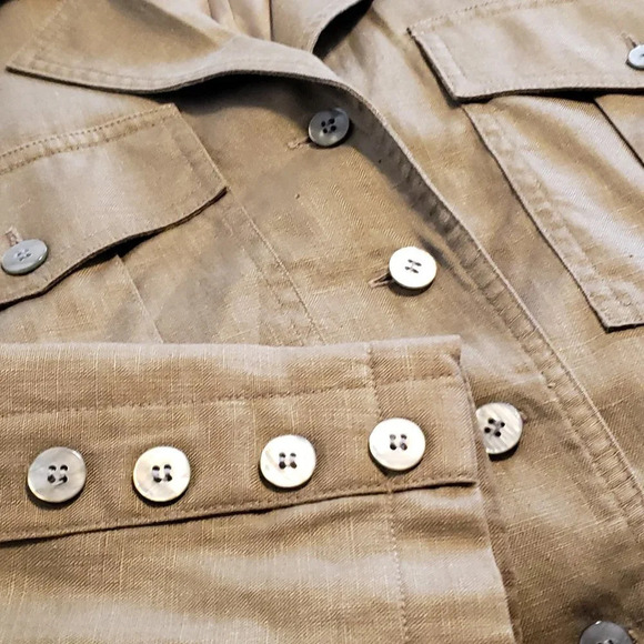 Evan Picone Linen Jacket / Olive Green / Medium - Picture 6 of 7